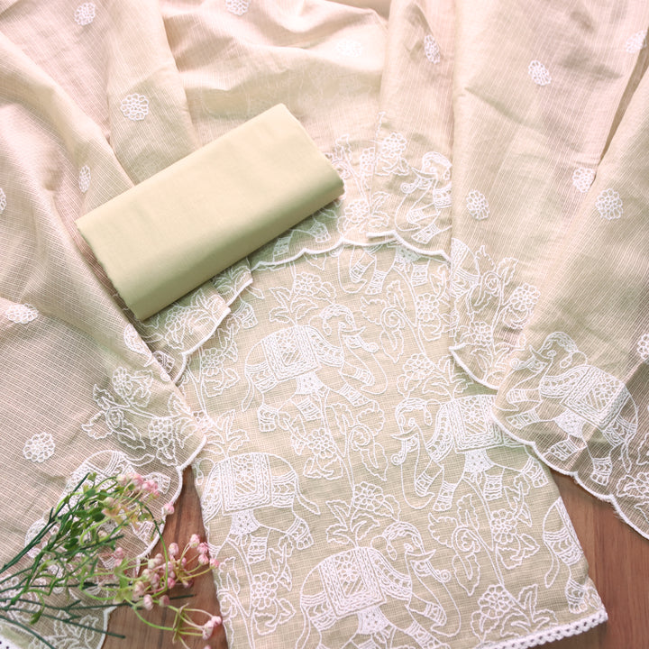 Sufiya Mint Green Thread Embroidered Work Kota Doriya Set