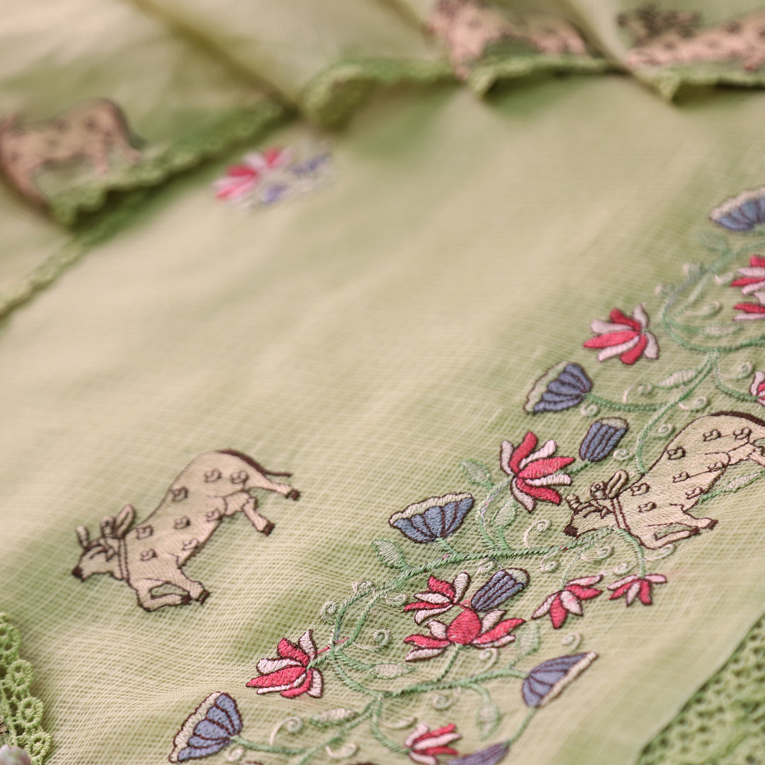 Khayal Mint Green Pichwai Thread Embroidery Hem Work Kota Doriya Suit Set