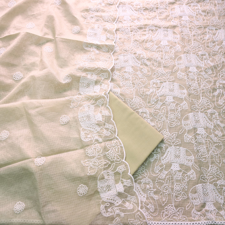 Sufiya Mint Green Thread Embroidered Work Kota Doriya Set