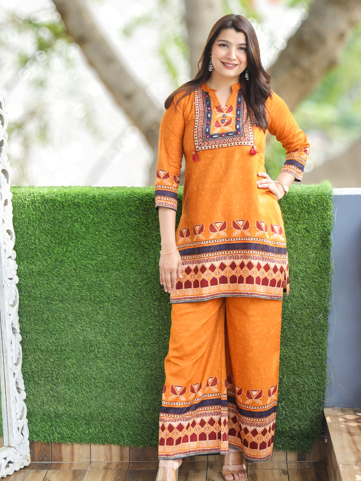 Ella Rust Orange Digital Printed Cotton Co-ord Set
