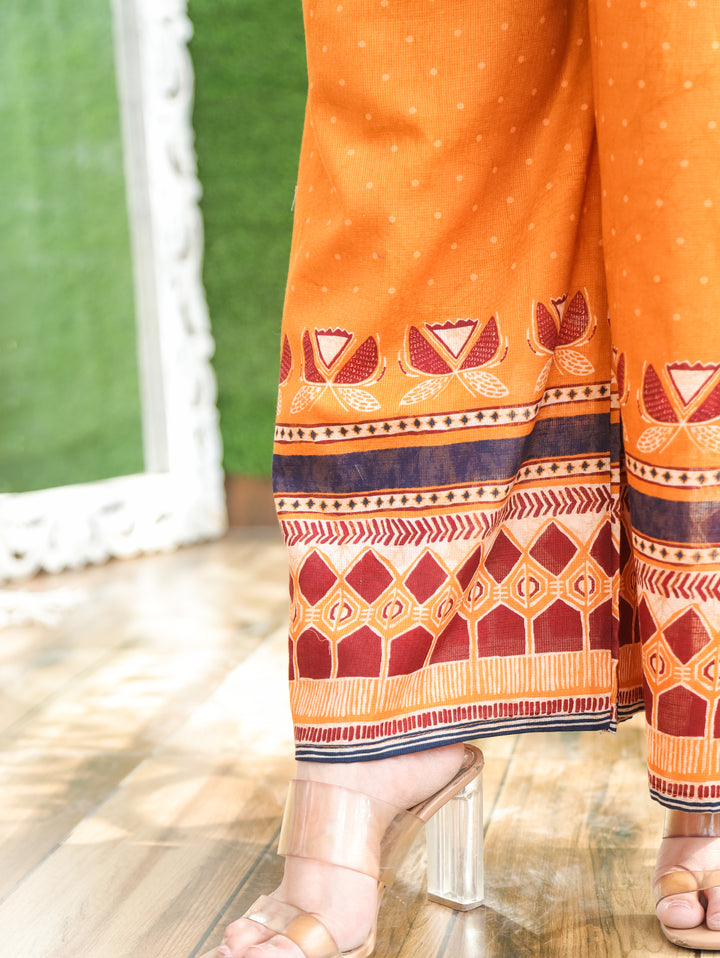 Ella Rust Orange Digital Printed Cotton Co-ord Set