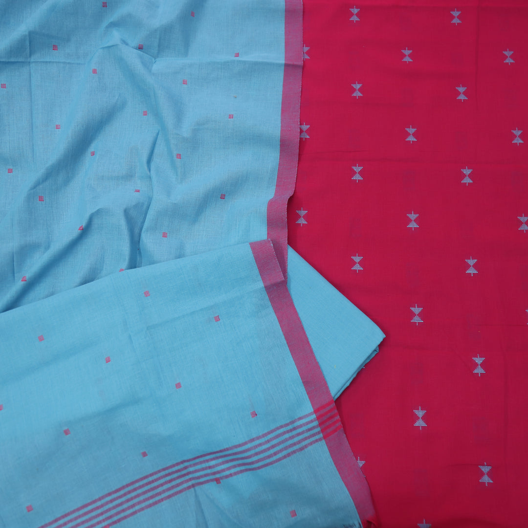 Kinaari Rani Pink All Over Thread Weaved Work Cotton Suit Set