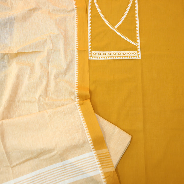 Sanskruti Tangerine Orange Angrakha Style South Cotton Temple Hem Suit Set