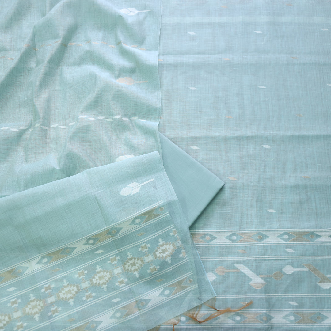 Jannat Rouge Blue Authentic Jamdani Top and Jamdani Dupatta
