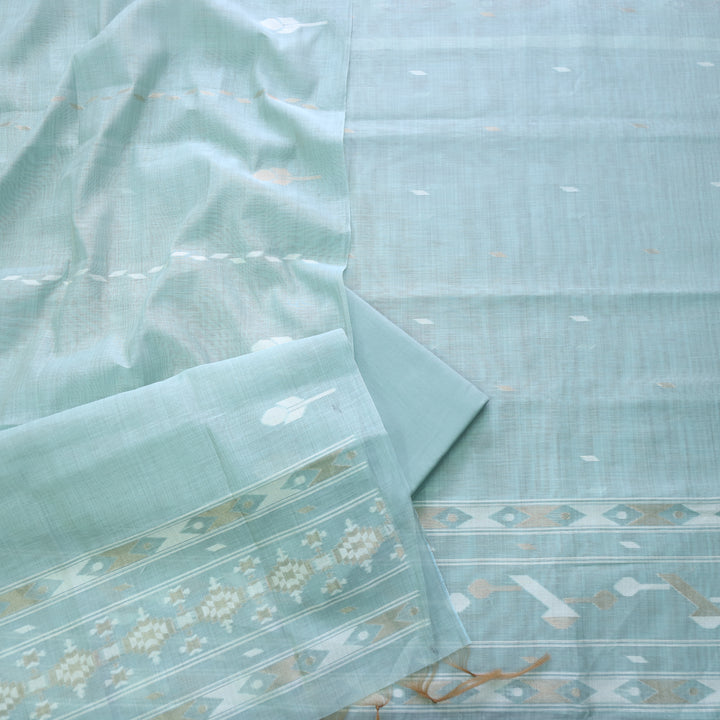 Jannat Rouge Blue Authentic Jamdani Top and Jamdani Dupatta