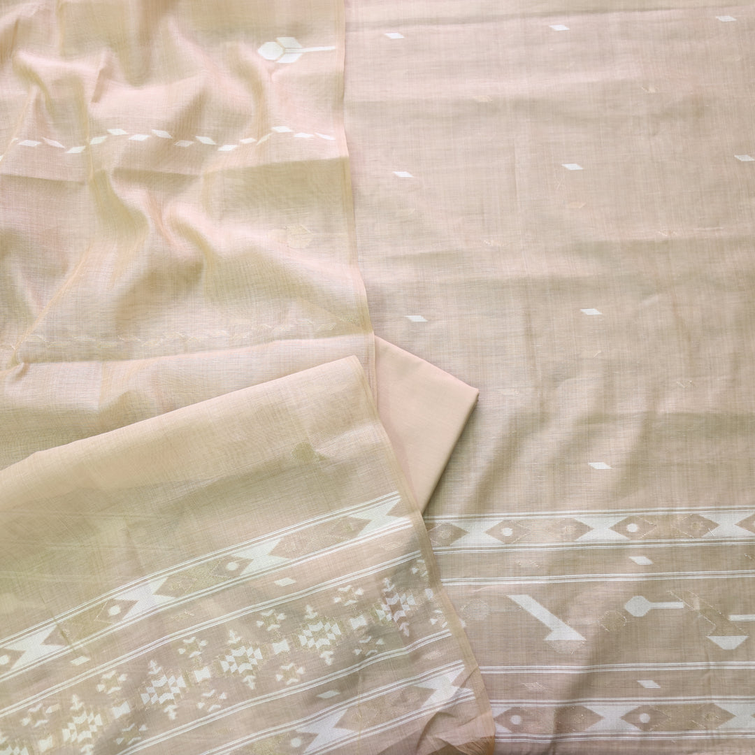 Jannat Beige Nude Authentic Jamdani Top and Jamdani Dupatta