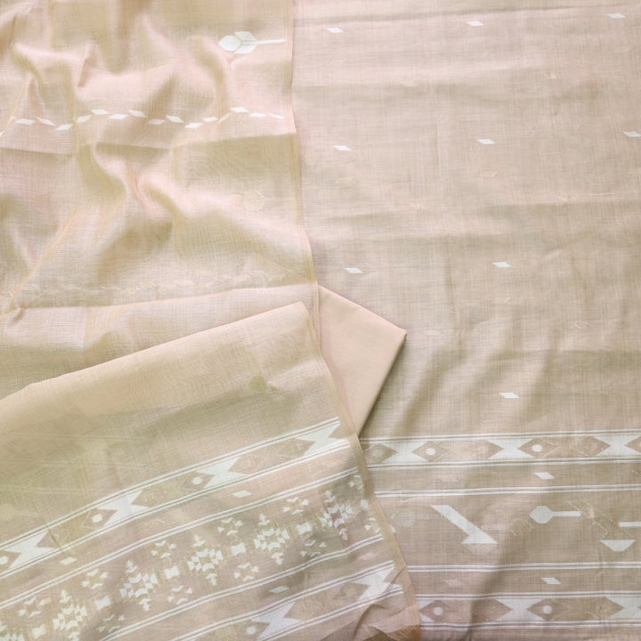 Jannat Beige Nude Authentic Jamdani Top and Jamdani Dupatta