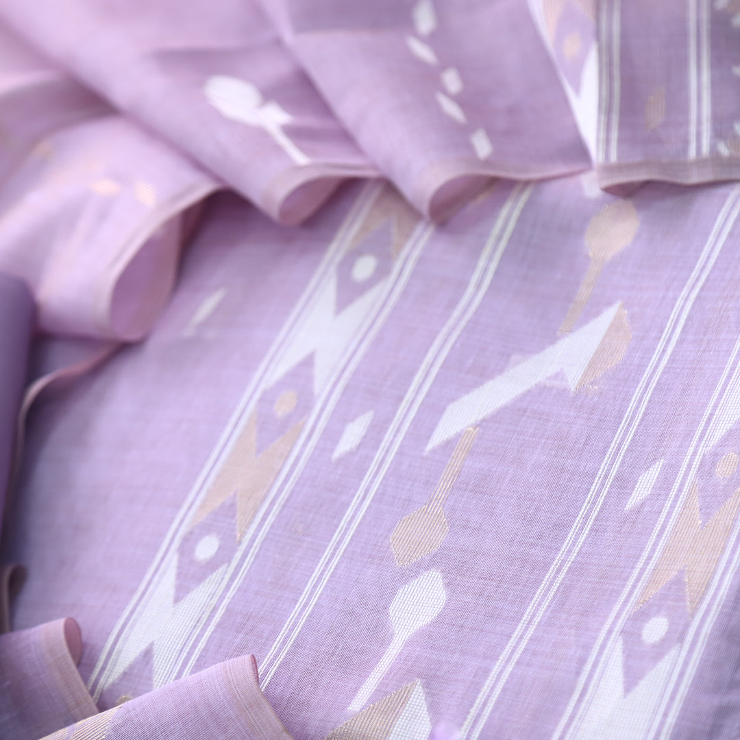 Jannat Light Lilac Authentic Jamdani Top and Jamdani Dupatta