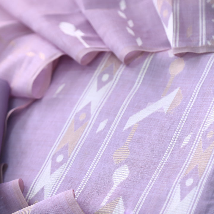 Jannat Light Lilac Authentic Jamdani Top and Jamdani Dupatta