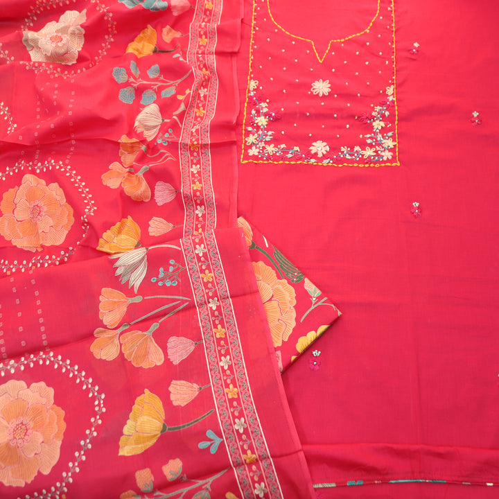 Kashvi Rani Pink Thread Embroidered Yoke Cotton Set