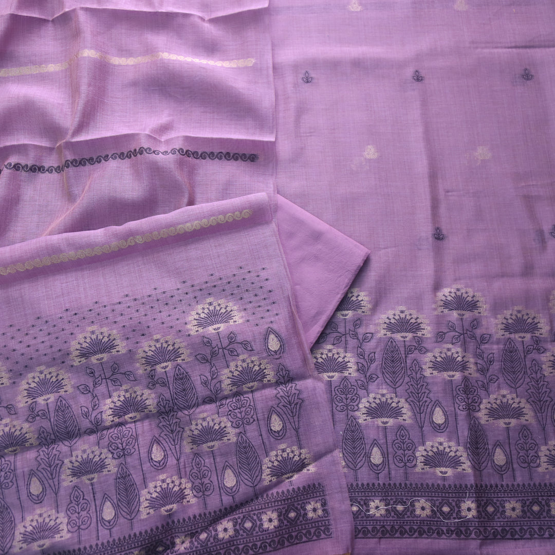 Rashiya Tulip Purple Thread and Zari Weaved Jamdani Chanderi Suit Set