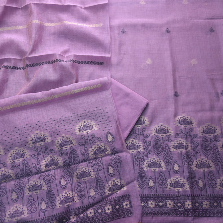Rashiya Tulip Purple Thread and Zari Weaved Jamdani Chanderi Suit Set