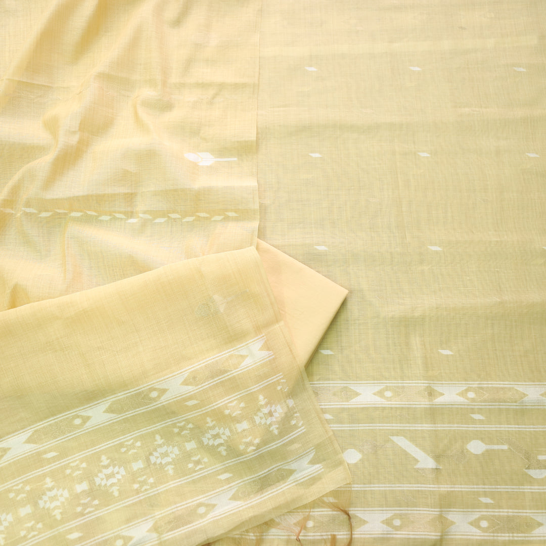 Jannat Faded Yellow Authentic Jamdani Top and Jamdani Dupatta
