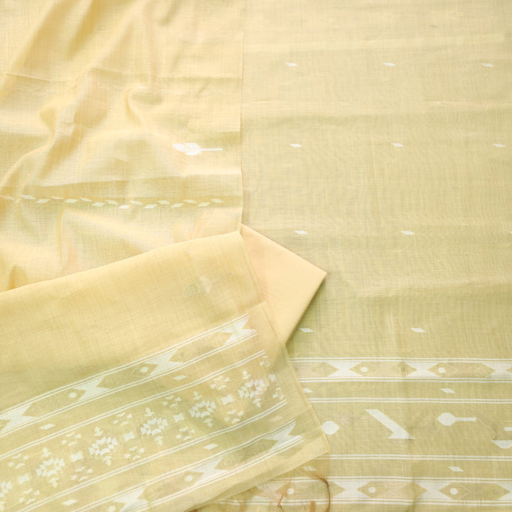 Jannat Faded Yellow Authentic Jamdani Top and Jamdani Dupatta