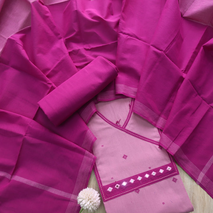Tejas Orchid Purple Angrakha Style Thread Weaved Handloom Cotton Suit Set
