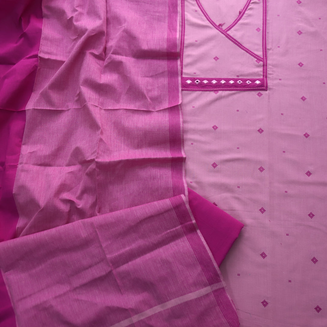 Tejas Orchid Purple Angrakha Style Thread Weaved Handloom Cotton Suit Set