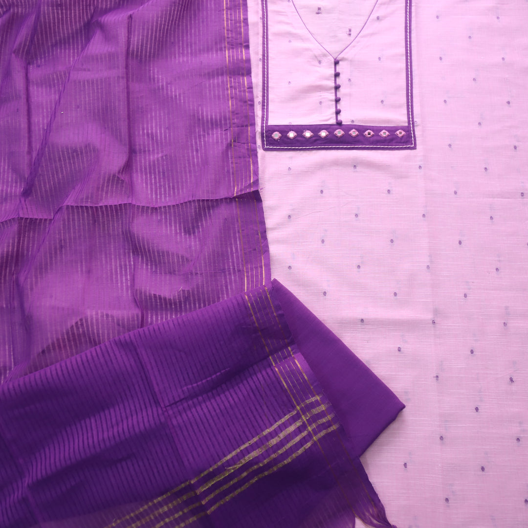 Tejas Softy Pink All Over Thread Weaved Handloom Cotton Suit Set