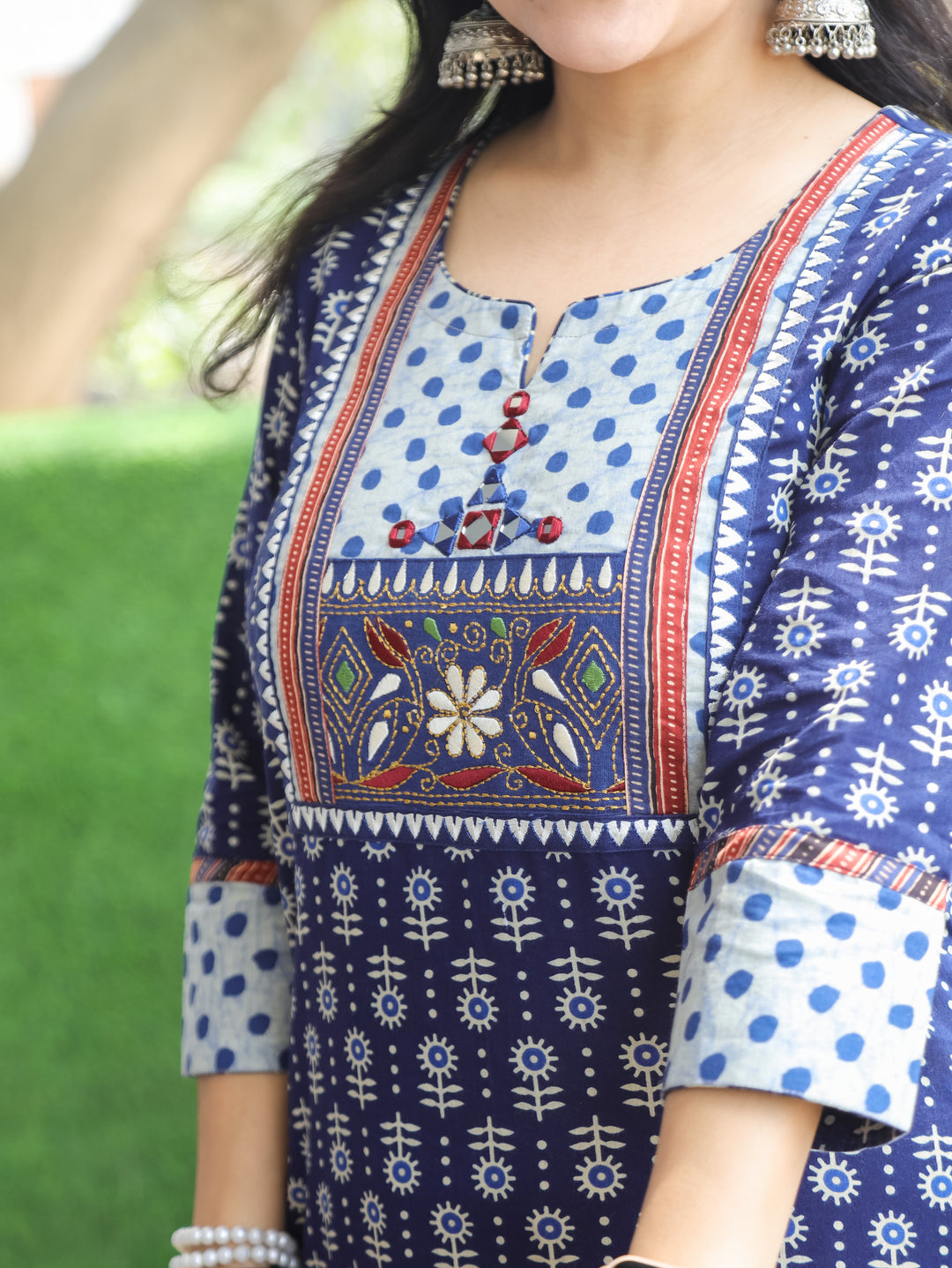 Mohini Navy Blue Gamthi Cotton Kurti