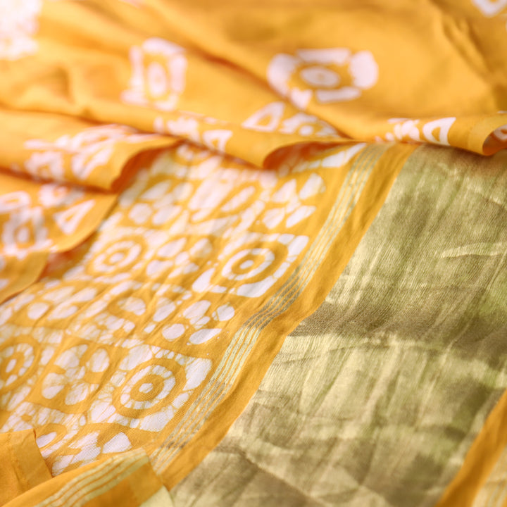 Premika Corn Yellow All Over Batik Printed with Jacquard Weaved Hem Modal Set