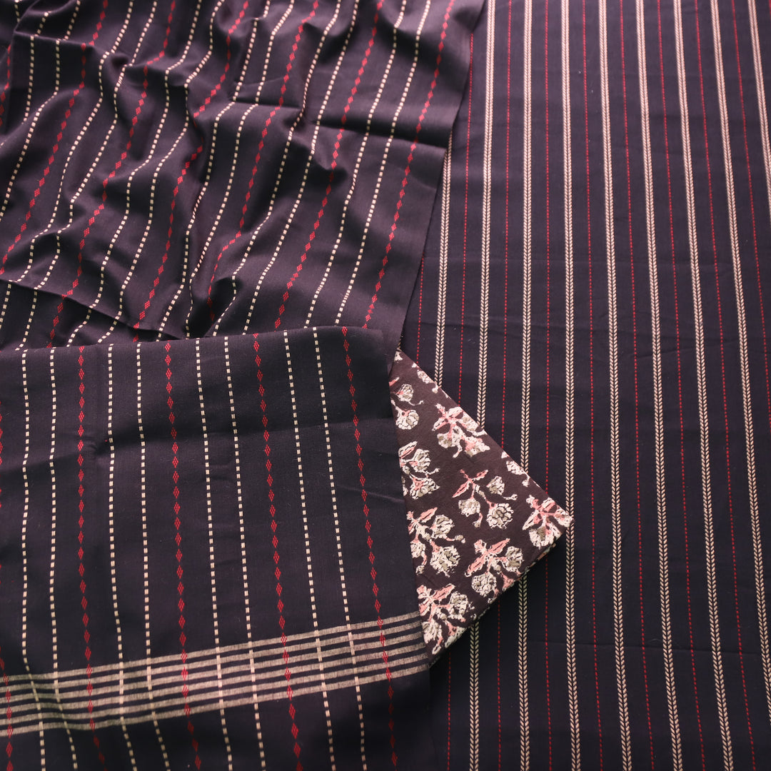 Kamini Midnight Black All Over Thread Weaved Work Cotton Suit Set