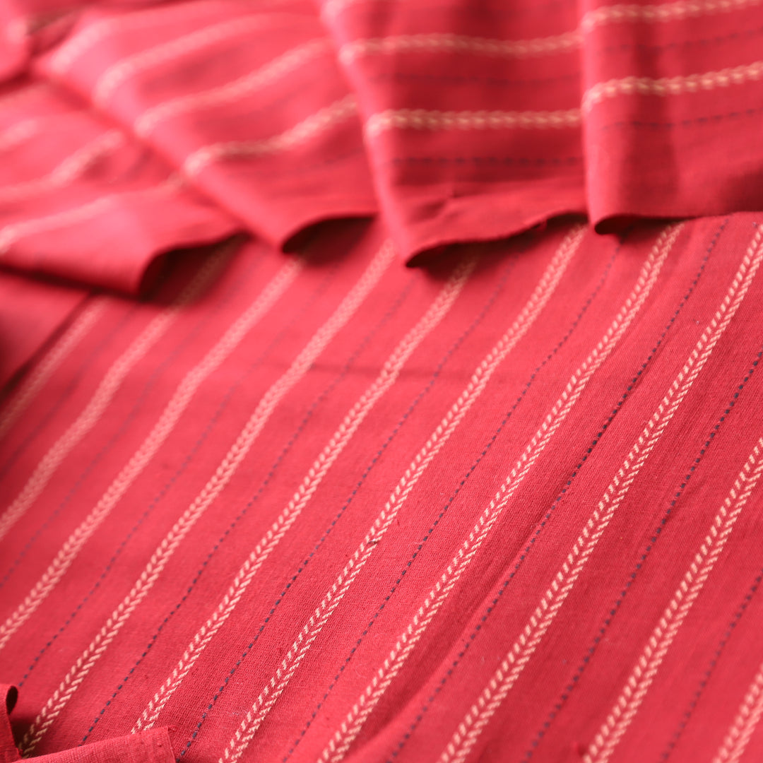 Kamini Maroon Red All Over Thread Weaved Work Cotton Suit Set