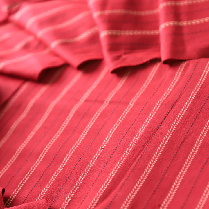 Kamini Maroon Red All Over Thread Weaved Work Cotton Suit Set