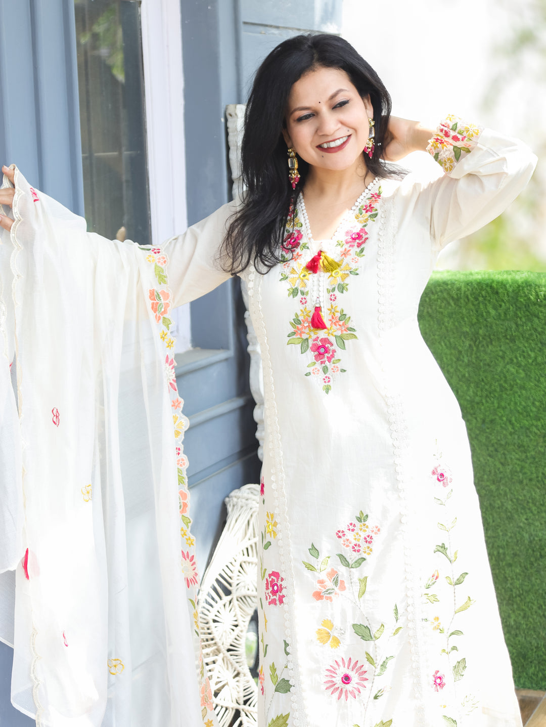 Bella White Mul Cotton 3 Piece Set