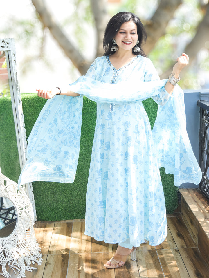 Bella Sky Blue Mul Cotton 3 Piece Set