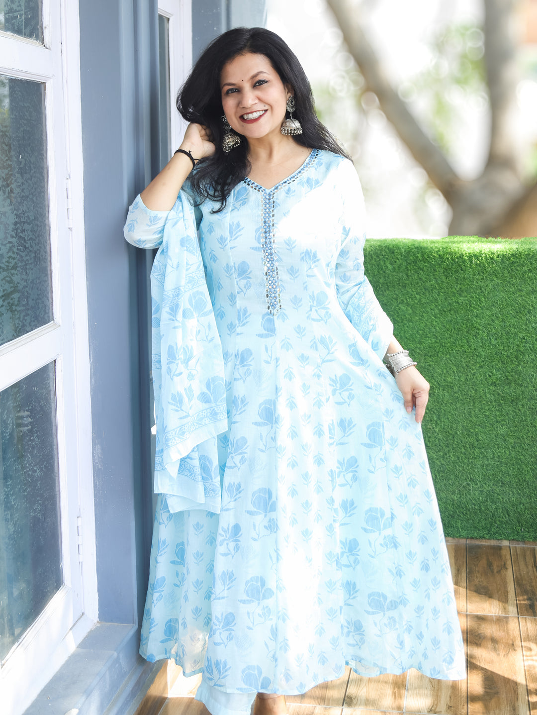Bella Sky Blue Mul Cotton 3 Piece Set
