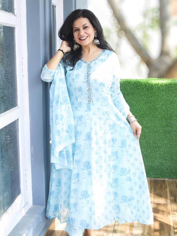 Bella Sky Blue Mul Cotton 3 Piece Set