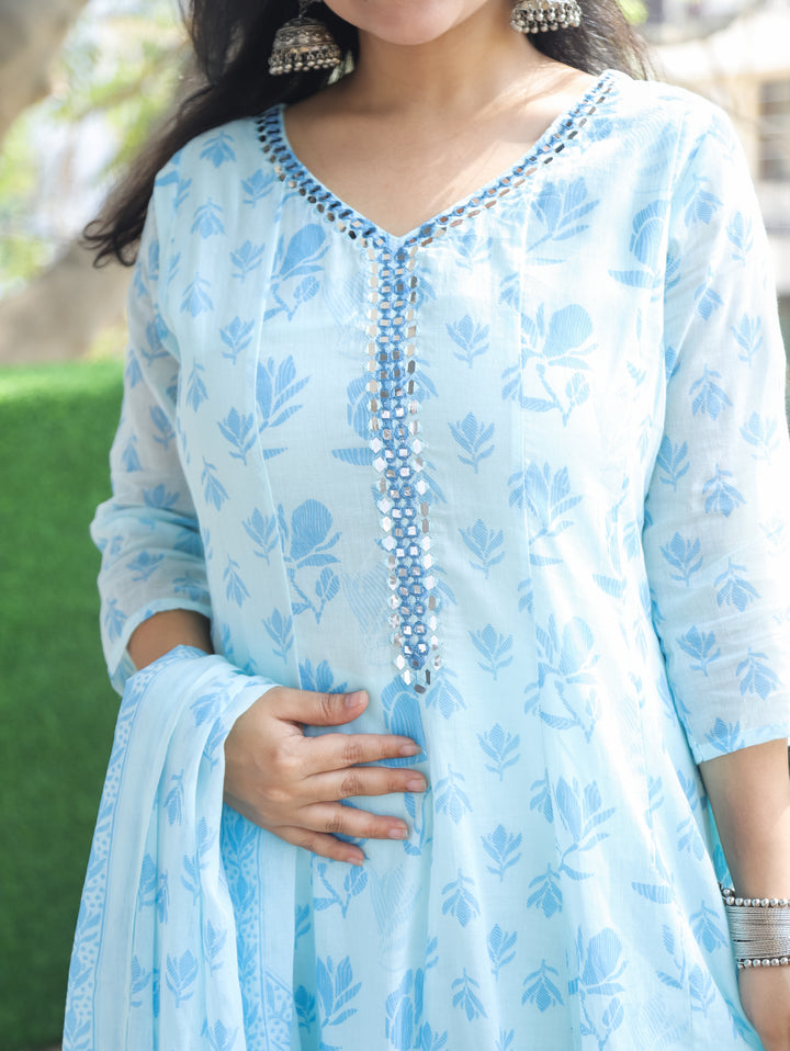 Bella Sky Blue Mul Cotton 3 Piece Set