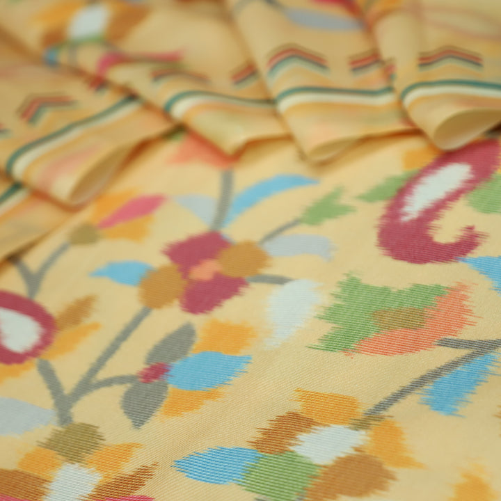 राजवाड़ी Butter Yellow Digital Floral Printed emi Pashmina Winter Set