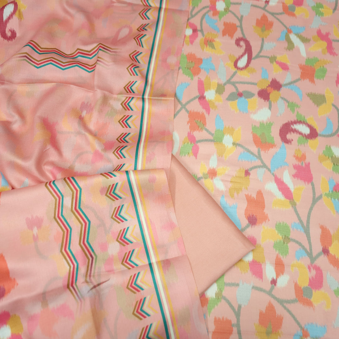 राजवाड़ी Pumpkin Peach Digital Floral Printed emi Pashmina Winter Set