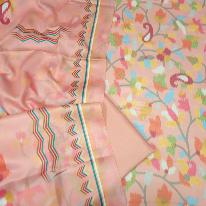 राजवाड़ी Pumpkin Peach Digital Floral Printed emi Pashmina Winter Set