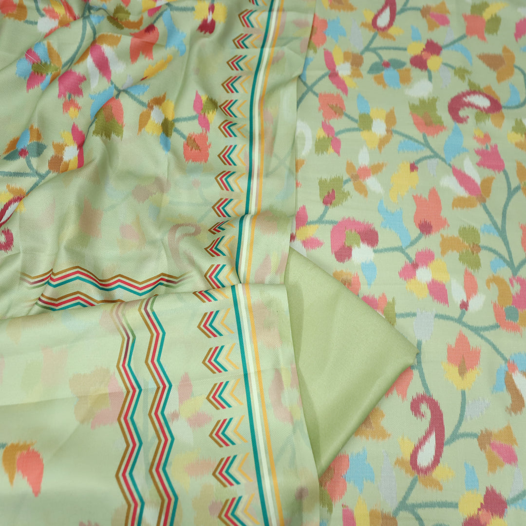 राजवाड़ी Mint Green Digital Floral Printed emi Pashmina Winter Set