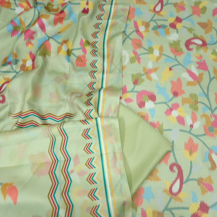 राजवाड़ी Mint Green Digital Floral Printed emi Pashmina Winter Set