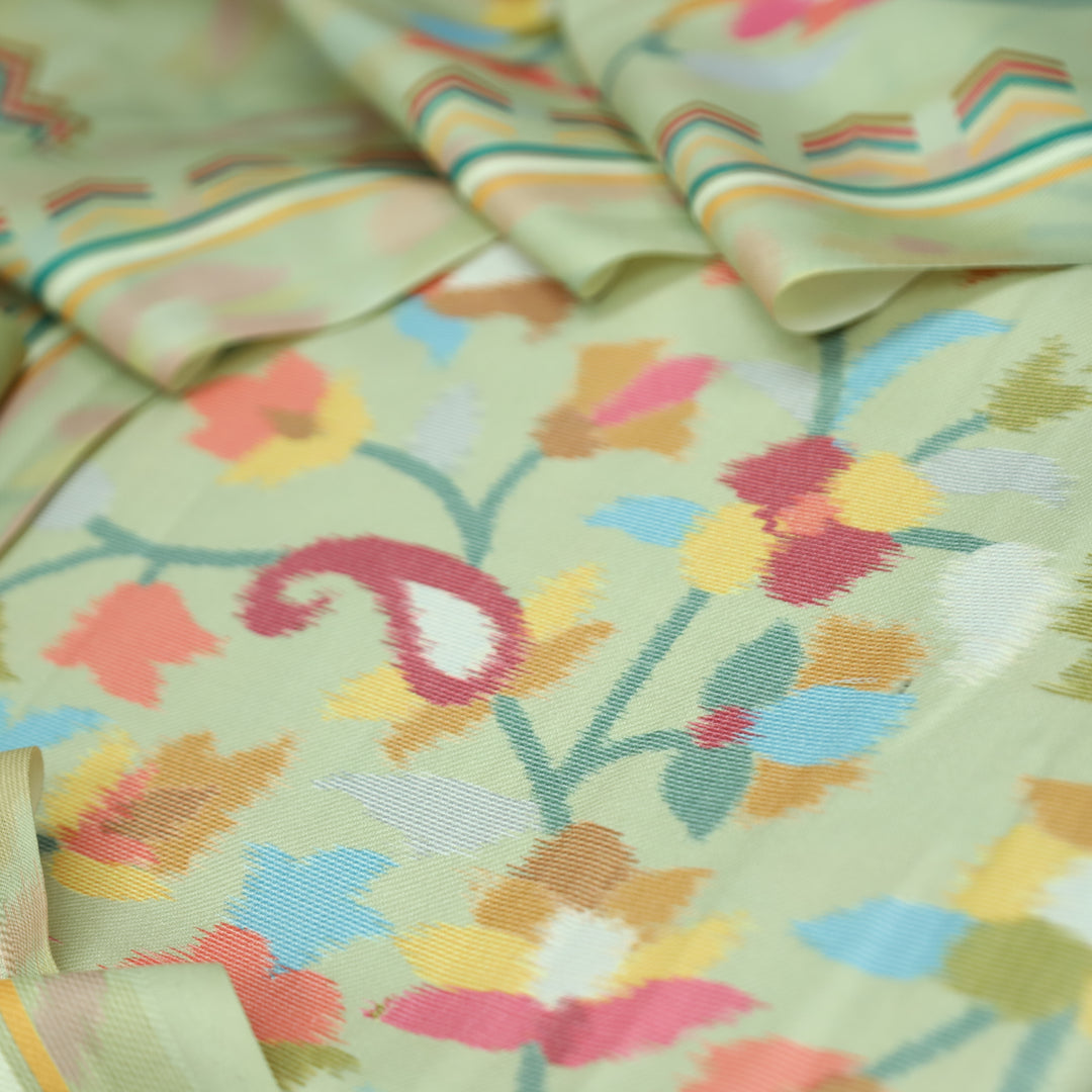 राजवाड़ी Mint Green Digital Floral Printed emi Pashmina Winter Set