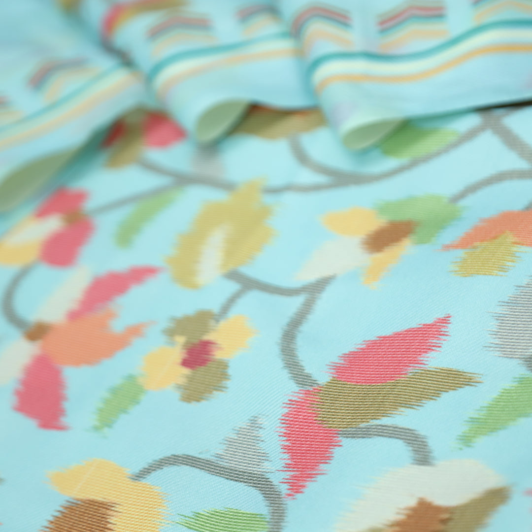 राजवाड़ी Aqua Sky Blue Digital Floral Printed emi Pashmina Winter Set