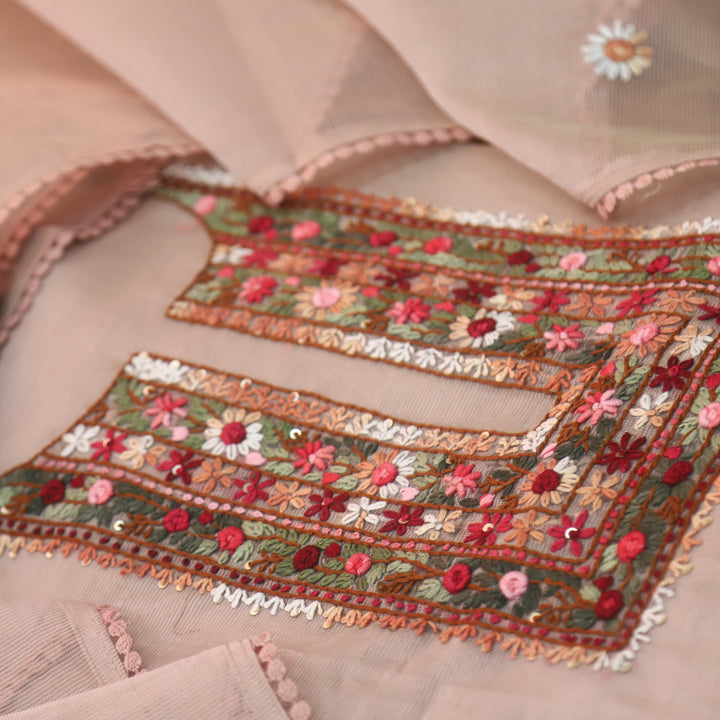 Mahi Light Mauve Pink All Over Thread Embroidered Neck Kota Doriya Net Suit Set