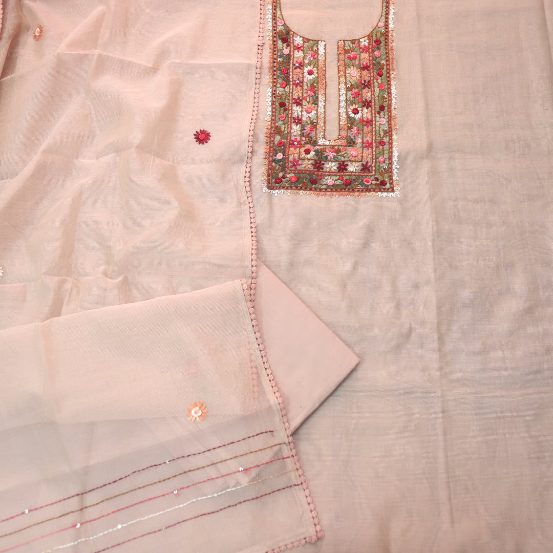 Mahi Light Mauve Pink All Over Thread Embroidered Neck Kota Doriya Net Suit Set