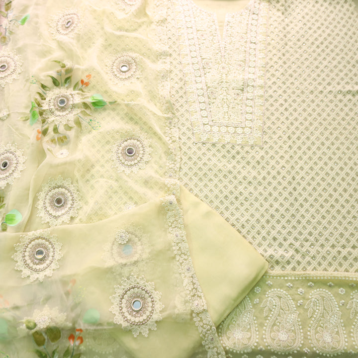Nushrat Butter Yellow All Over Thread Work Georgette Suit Set