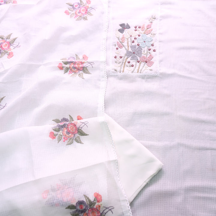 Naveli Pearl White Moti Work Neck Kota Doriya Suit Set