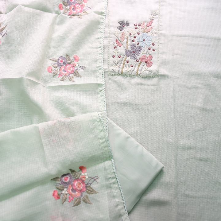 Naveli Mint Green Moti Work Neck Kota Doriya Suit Set