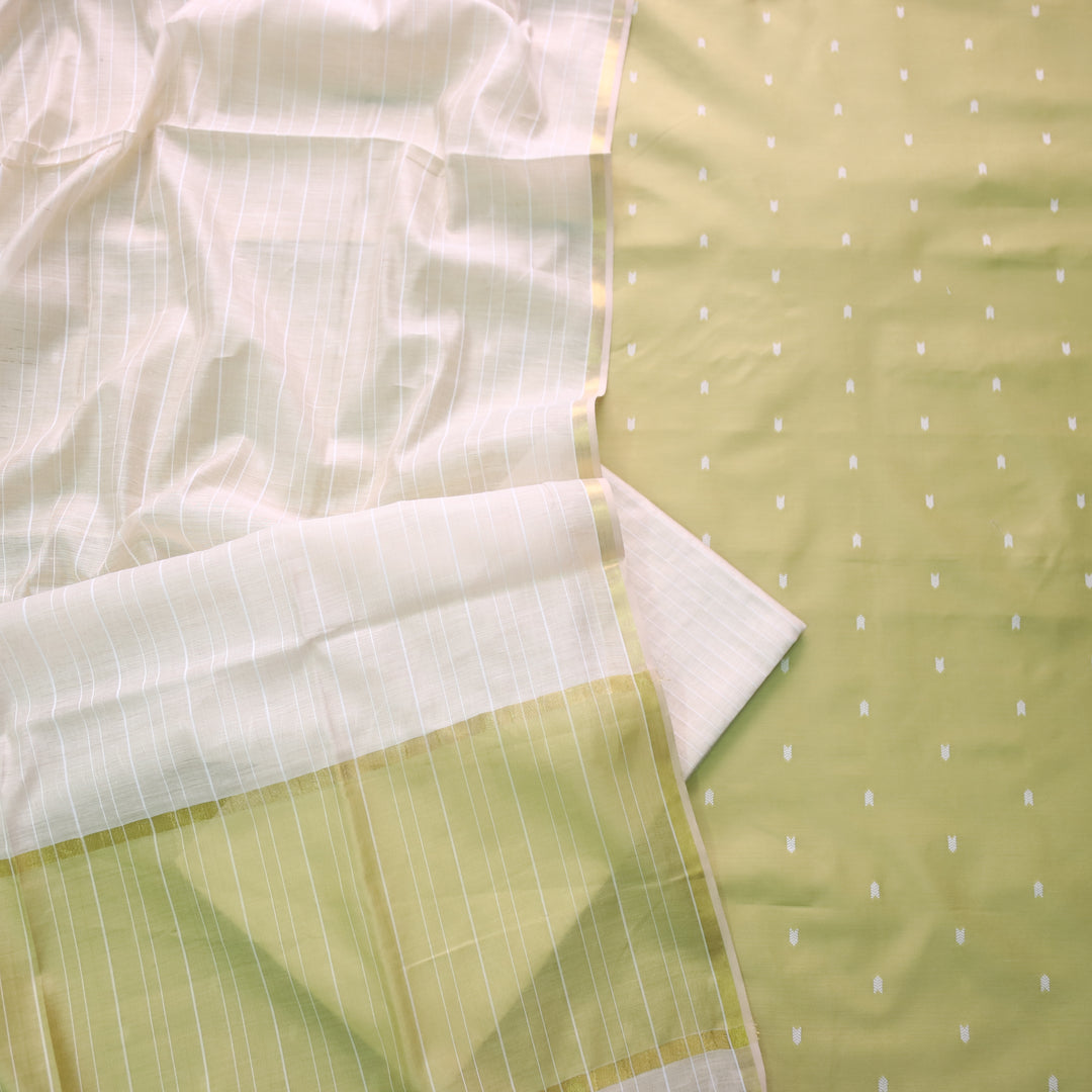 Kanya Mint Green All Over Thread Weaved Cotton Silk Suit Set