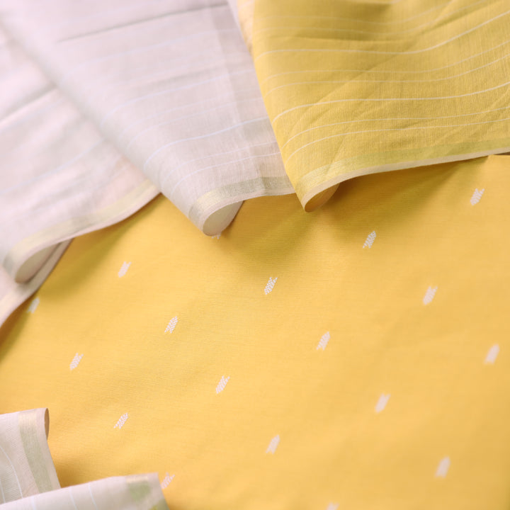 Kanya Butter Yellow All Over Thread Weaved Cotton Silk Suit Set