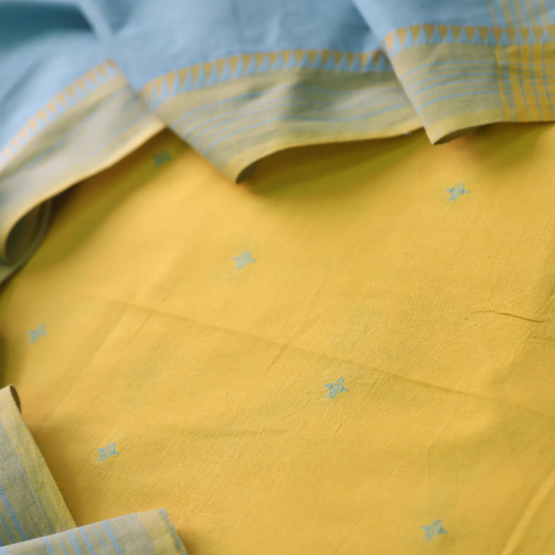 Madhubala Pineapple Yellow Thread Weaved Handloom Cotton Suit Set