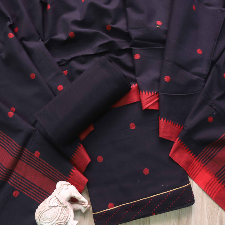 Madhubala Night Black Thread Weaved Handloom Cotton Suit Set