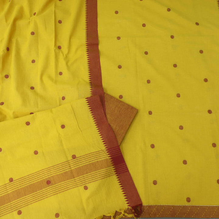 Madhubala Dijon Yellow Thread Weaved Handloom Cotton Suit Set