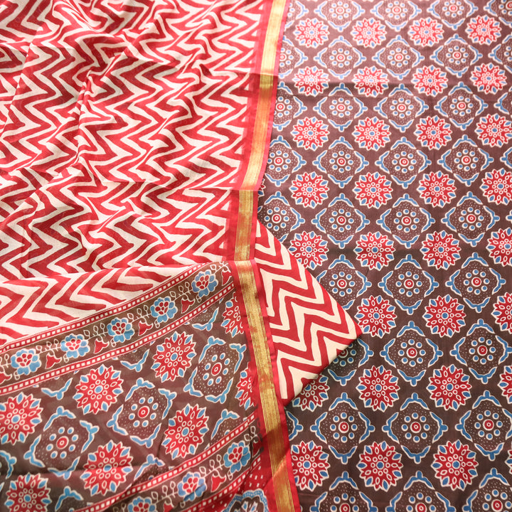 Jahaan Tan Hazel All Over Digital Ajrak Printed Cotton Suit Set