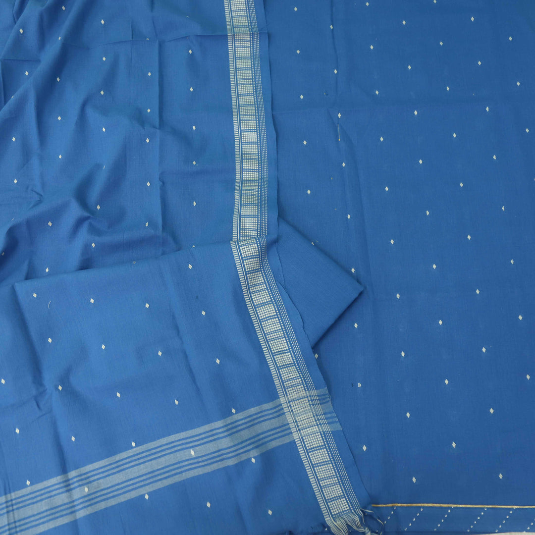Madhubala Cerulean Blue Thread Weaved Handloom Cotton Suit Set